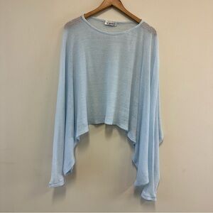 100% Linen Light Blue Women's Open Knit Sweater